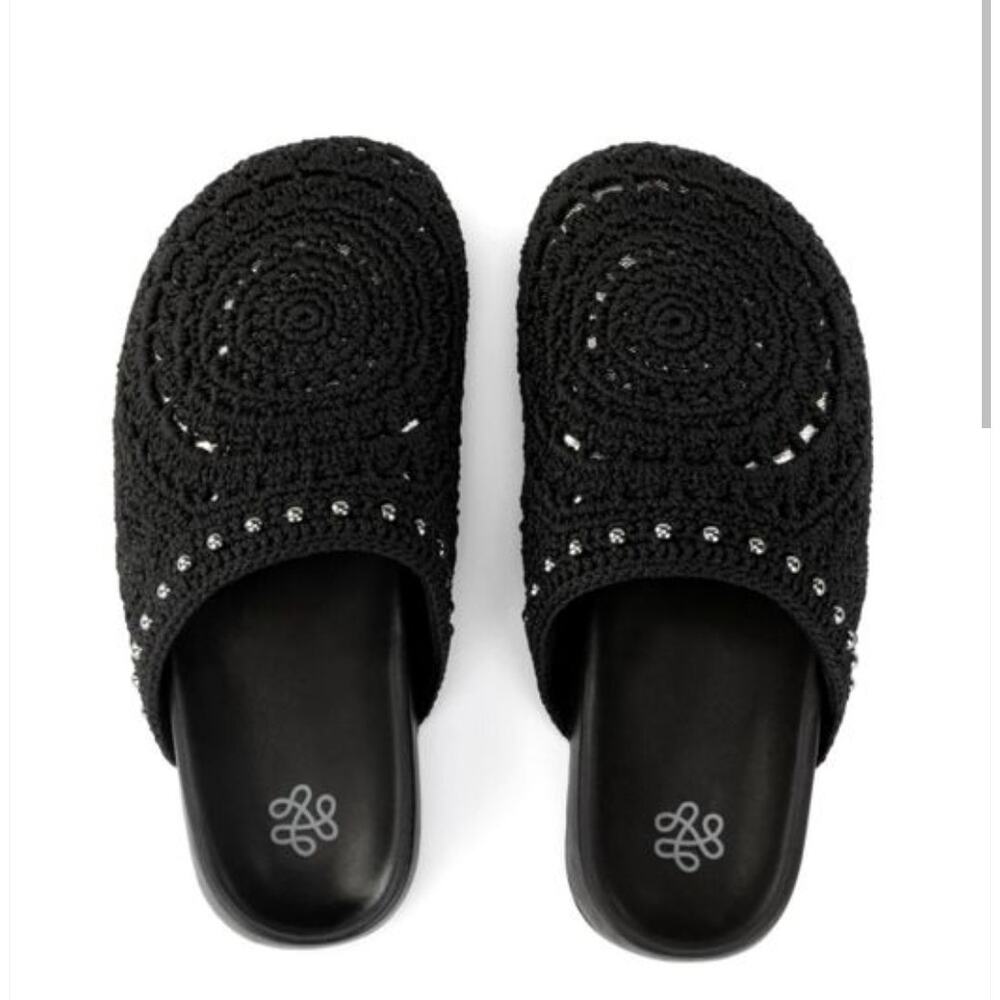 The Sak Black Crochet Studded Bolinas Clogs NIB